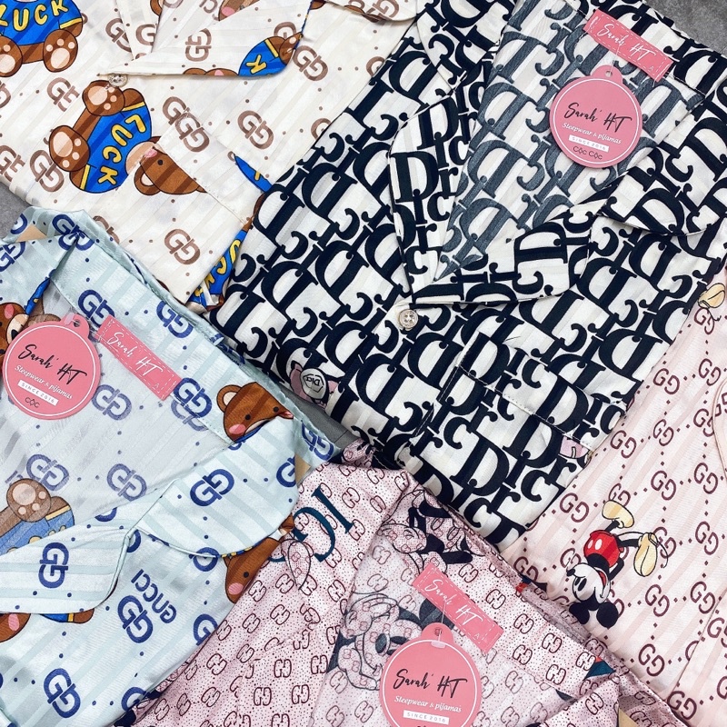 Bộ Pijama Bộ Ngủ Mặc Ở Nhà Chất Lụa kẻ Mặc Dễ Chịu Thoáng Mát Hàng Thiết Kế Cao Cấp