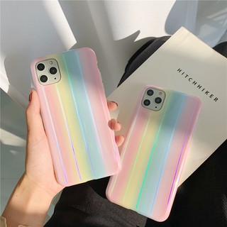 Ốp Điện Thoại Silicon Màu Cầu Vồng Laser Cho iPhone12 11Pro XS Max XR i7 I8 PLUS SE2