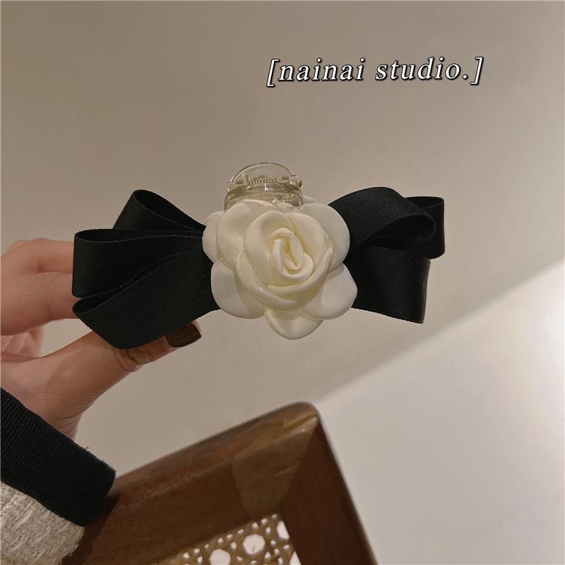 Kẹp Tóc Hình Nơ Màu Đen Phong Cách Pháp Thanh Lịch Cho Nữ