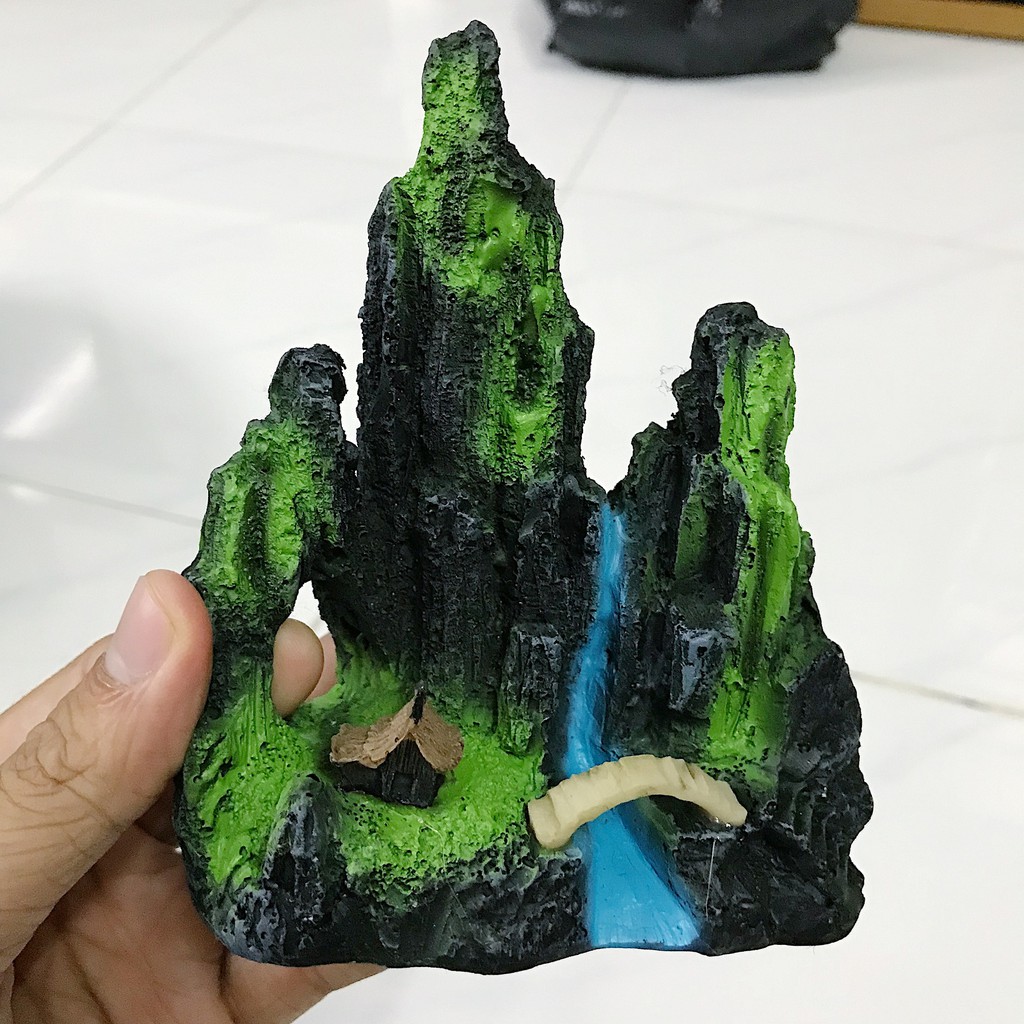 CẢNH NÚI TRANG TRÍ HỒ CÁ NON BỘ DÀI 13CM RỘNG 7CM CAO 14CM