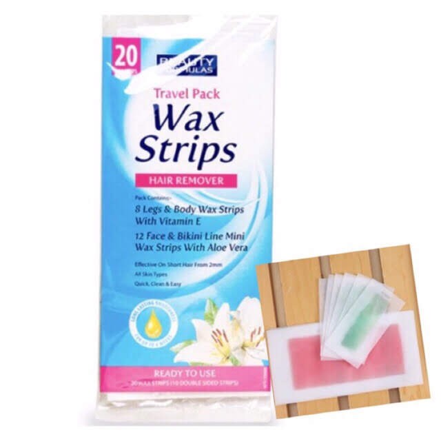 Miếng dán tẩy lông du lịch Beauty Formulas Wax Strips - 20 miếng