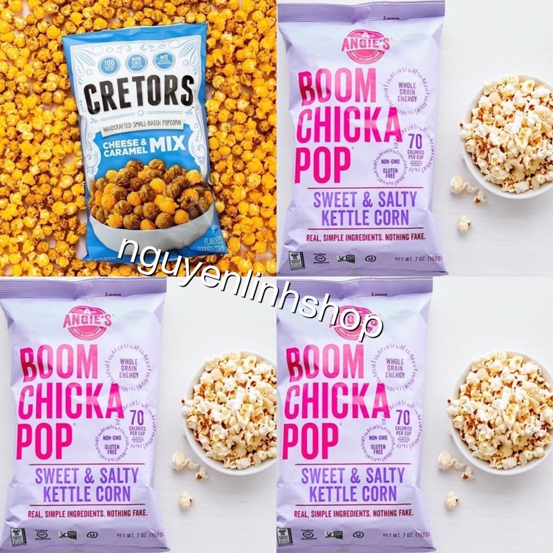 Bắp Cretors  và bắp Boom Chicka pop mix 2 vị caramel , cheess thơm ngon và bắp  - Mỹ ( tách lẻ)