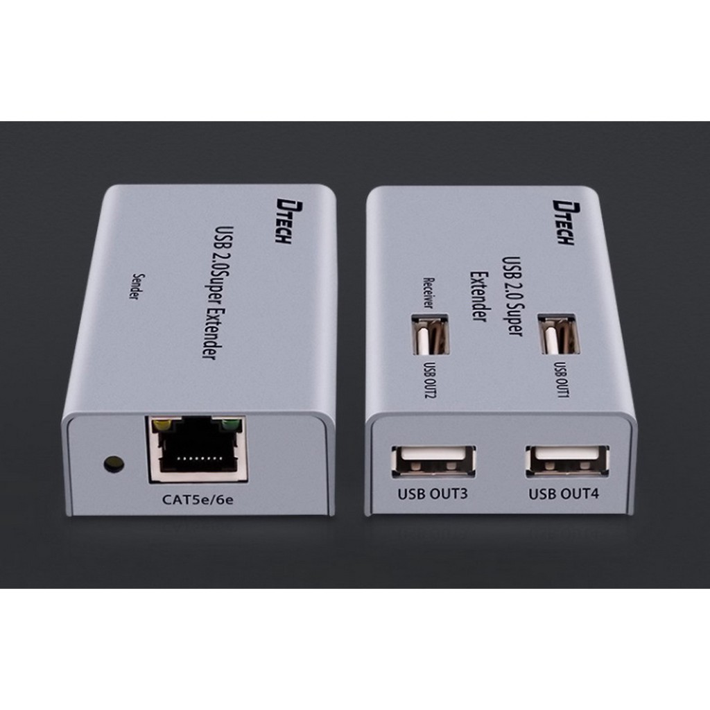 HỘP NỐI DÀI USB 2.0 qua cáp mạng LAN 50M RA 04 CỔNG USB DTECH (DT-7014A)