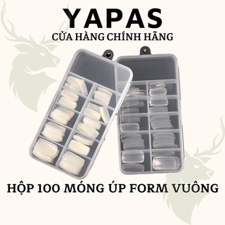 Hộp 100 móng úp form tròn nhọn vuông, móng giả phom bầu vuông đủ size chất liệu nhựa ABS siêu dẻo Pinpai