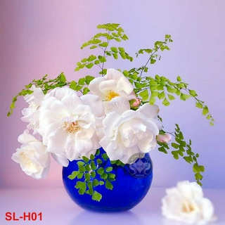 TRANH DÁN TƯỜNG 3D LỌ HOA ĐẸP H01 - TRANH HOA HỒNG TRẮNG ĐẸP - YAN SHOP