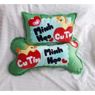 Bộ 2 gối nằm và ôm handmade ngựa vàng 1 sừng