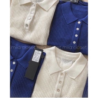 Áo polo len đục lỗ lưới có sẵn