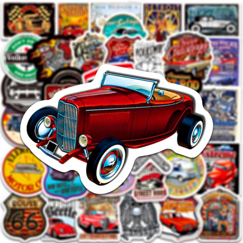 100Pcs/Set ❉ Retro Hot Rod Series A Classic Car Stickers ❉ DIY Waterproof Fashion Doodle Decals Stickers