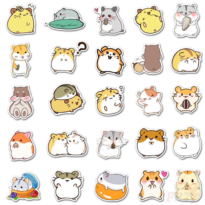 ❉ Kawaii Hamster Cricetinae Emoji Series 02 - Cute Pets Stickers ❉ 50Pcs/Set DIY Fashion Luggage Laptop Skateboard Decals Doodle Stickers