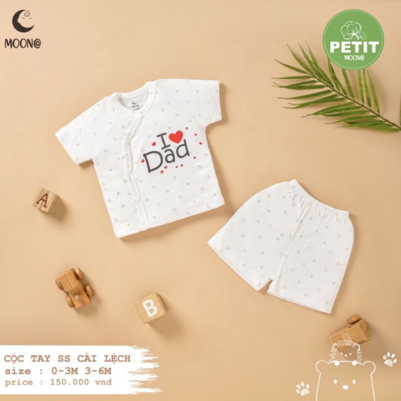 Moon - Bộ cộc cài chéo, cài giữa vải petit xinh yêu cho bé 3-9kg
