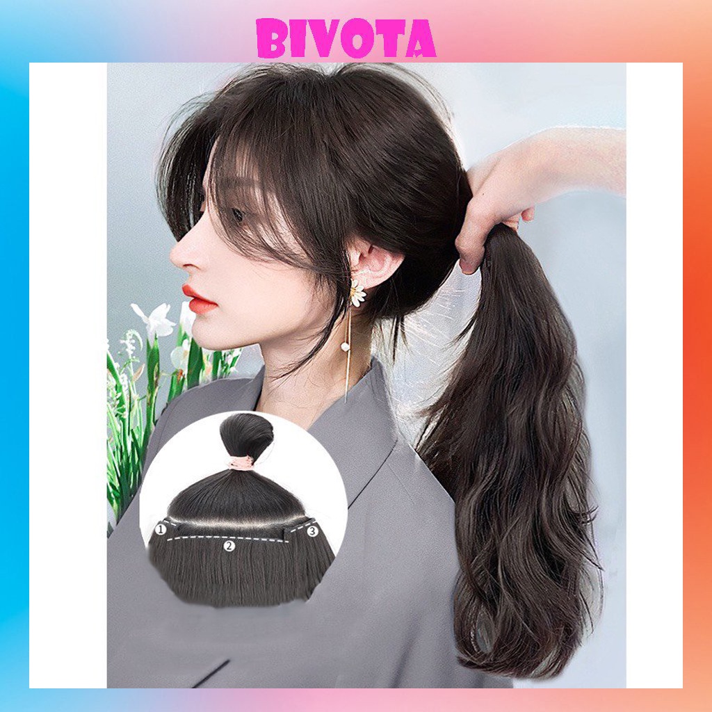 Set 3 dải tóc giả nữ Bivota kẹp xoăn sóng cao cấp làm dày tóc siêu đẹp TO26