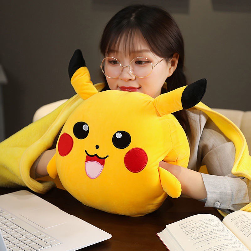 Hoạt Hình Gối Ôm Nhồi Bông Giữ Ấm Tay Mềm Mại Hình Pikachu Đáng Yêu