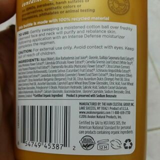 [Auth] [Usa] Toner làm sáng da Avalon Organics