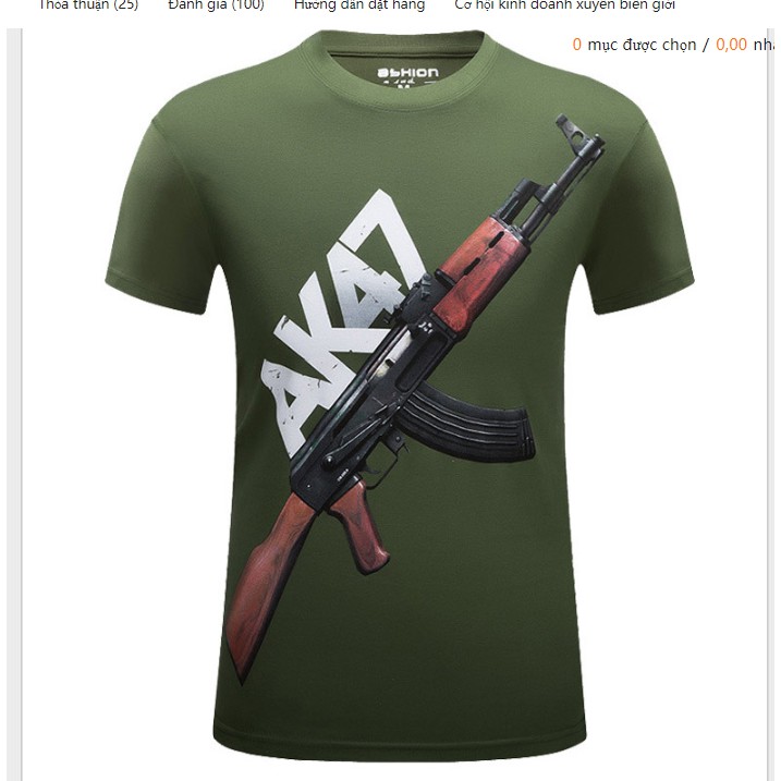 Áo phông áo thun chất mát hình độc đáo in 3D AK chất mát T-shirt tactics có size cho nam hơn 100kg