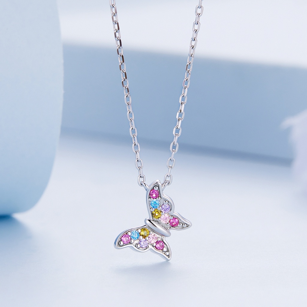 BAMOER Dây ChuyềN bạc 925 HìNh BướM NhiềU MàU ThờI Trang