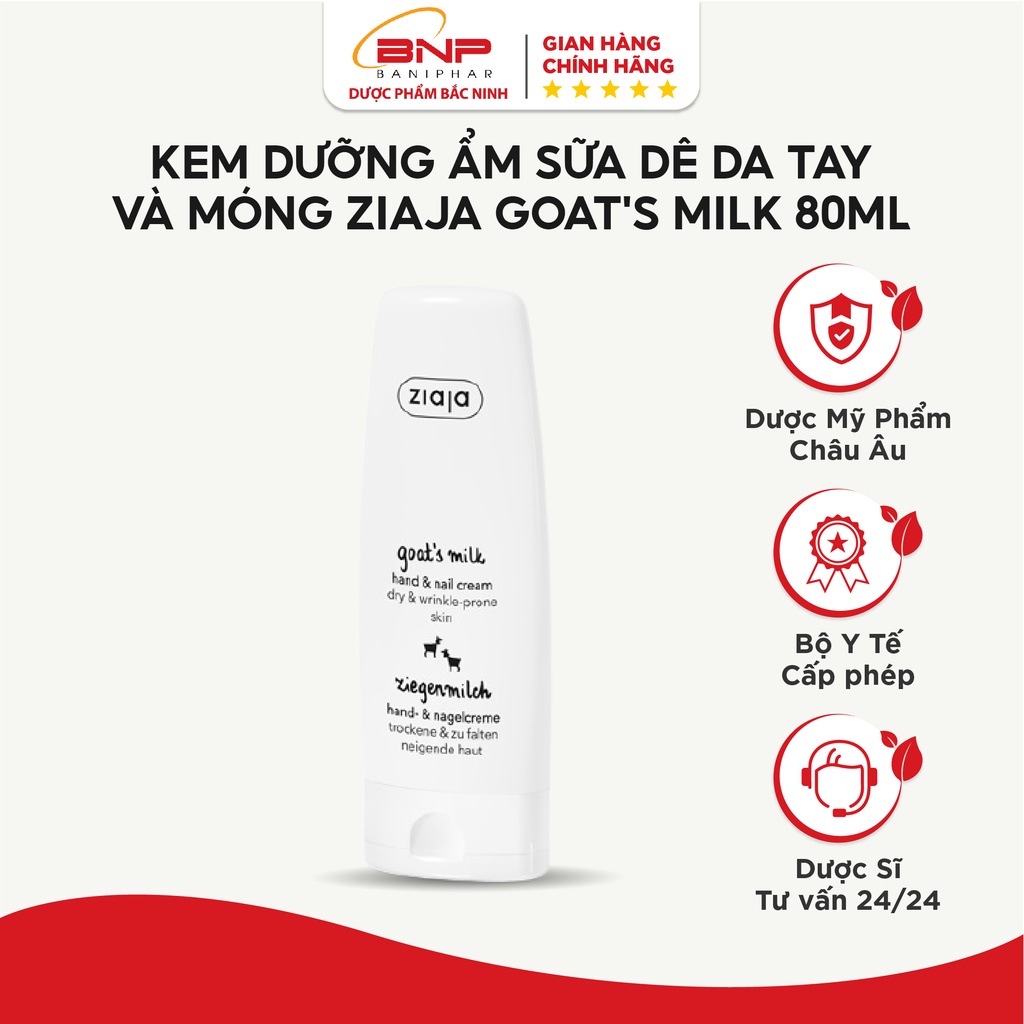 Kem dưỡng ẩm, trắng da tay và móng sữa dê Ziaja Goat's Milk Hand & Nail Cream 80ml