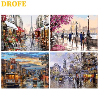 DROFE Bộ Tranh Sơn Dầu Số Hóa Thủ Công DIY 40x50cm Dùng Trang Trí Nhà Cửa