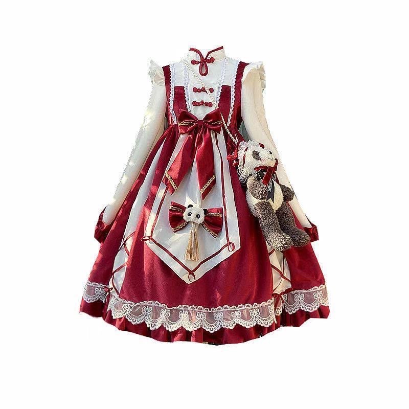 Đầm lolita đỏ OP dài tay