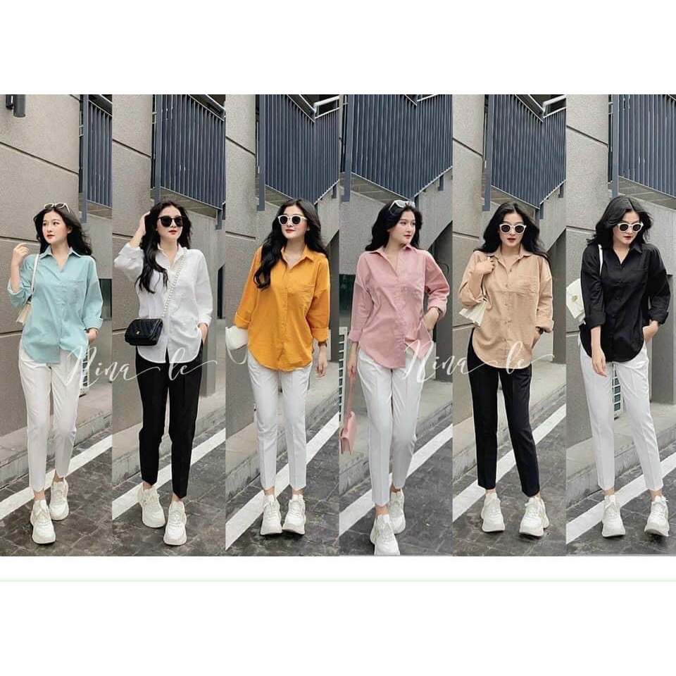 Áo Sơ Mi Trắng Dài Tay Nữ Chất Lụa Nhẹ Mát Form Oversize Siêu Xinh
