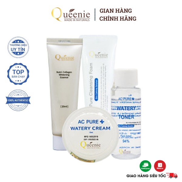 Bộ mỹ phẩm chăm sóc da nám, trắng da Queenie bổ sung Collagen trải nghiệm 4 sản phẩm