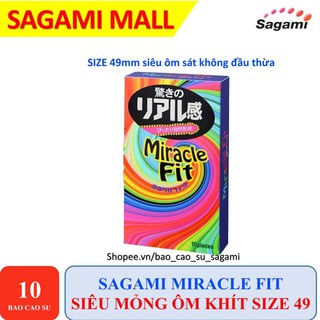 Hộp 10 bao cao su siêu mỏng siêu ôm khít size nhỏ 49mm sagami miracle fit
