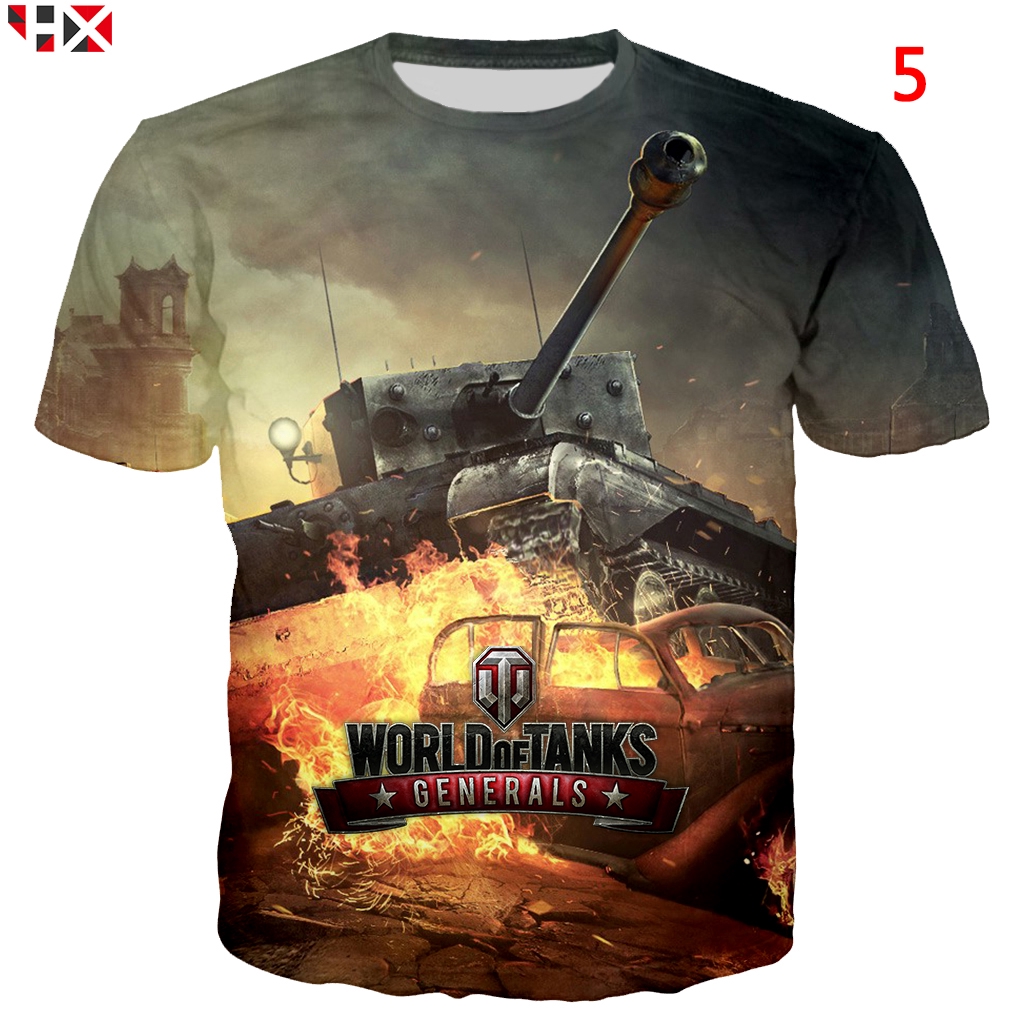 Hx Áo Thun Nam Tay Ngắn In Hình Game World of Tanks 3D Phong Cách Hip Hop