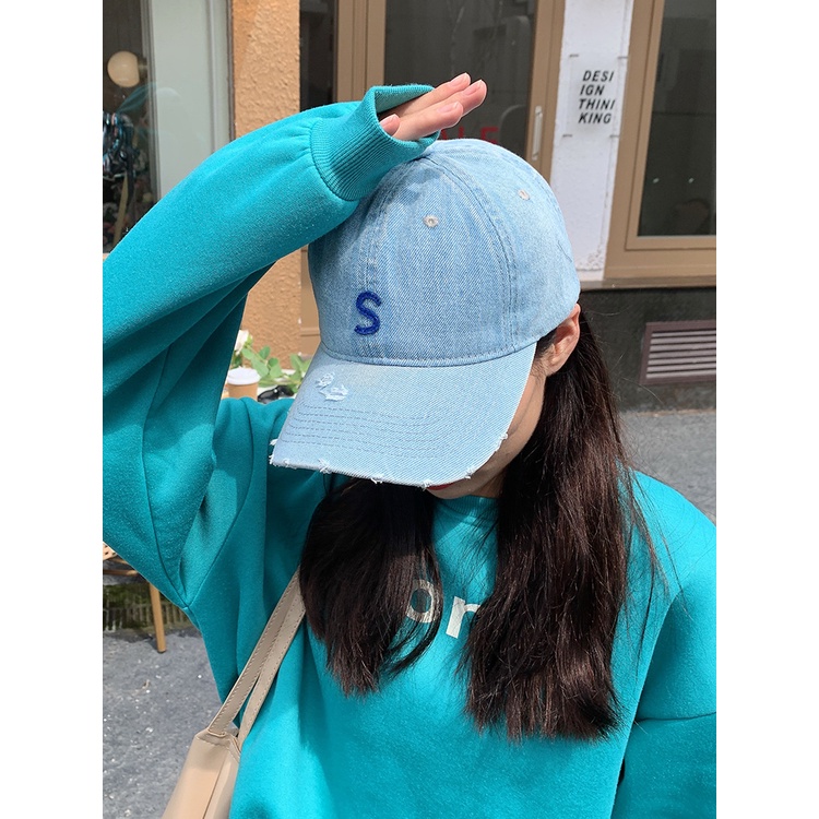 Mũ Lưỡi Trai Cao Bồi Màu Xanh Nhạt Phong Cách Cao Bồi Hàn Quốc Thời Trang Năm 2021 Dễ Phối Đồ Cho Nữ