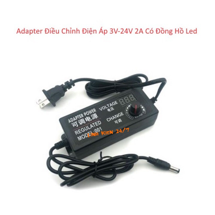 Adapter Điều Chỉnh Điện Áp 3V-24V 2A Có Đồng Hồ Led