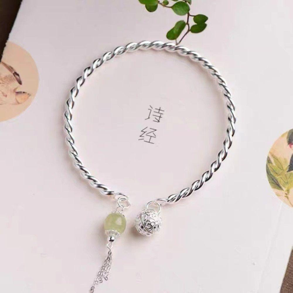 Mocho1 Hetian Chalcedony Vòng Đeo Tay Cổ Điển Một Bước Thời Gian Làm Quà Tặng Phong Cách Trung Hoa Cho Cô Dâu
