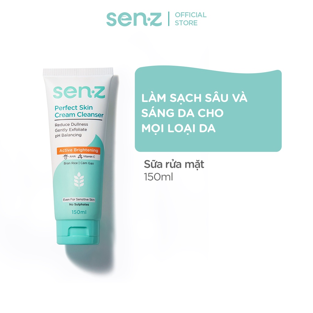 Sữa Rửa Mặt Cám Gạo Sáng Da Cho Mọi Loại Da SenZ Perfect Skin Cream Cleanser 150ML