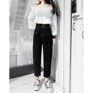The fance | stitch baggy widen jeans