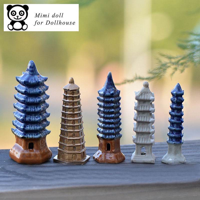 02 Chùa tháp trang trí tiểu cảnh cao 6 cm Minidoll