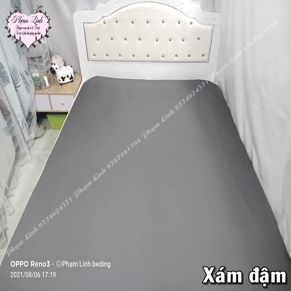 Bộ 4 món Drap-Ga trải giường bo chun vải thun sợi silk màu trơn có size lớn tách lẻ sản phẩm Bộ ga và vỏ gối