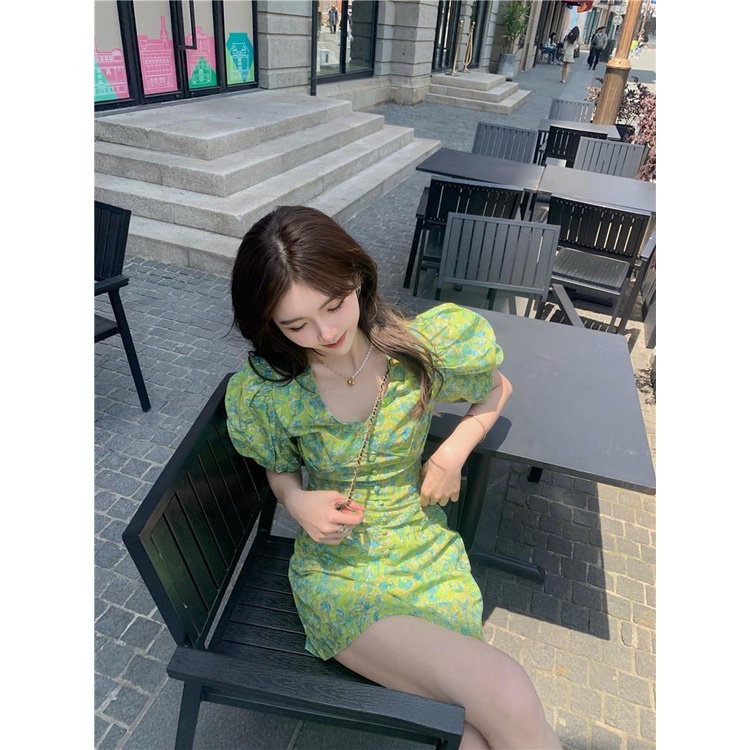 Đầm Midi Tay Ngắn In Hoa Dễ Thương Thời Trang Mùa Hè Cho Nữ