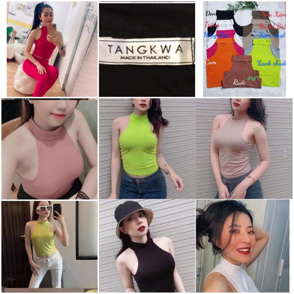 Áo thun cổ lọ (áo yếm) chất thun thái Tangkwa (FREESIZE)