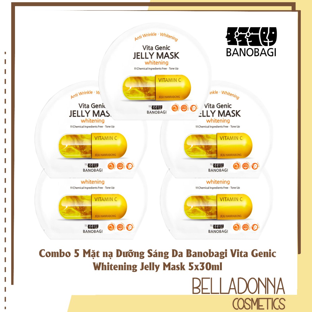 [CHÍNH HÃNG] Combo 5 Mặt nạ Dưỡng Sáng Da Banobagi Vita Genic Whitening Jelly Mask 5x30ml