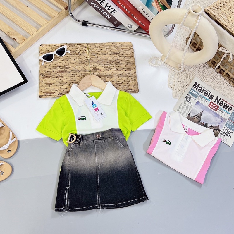 Set cá sấu kèm cv đen cho bé gái