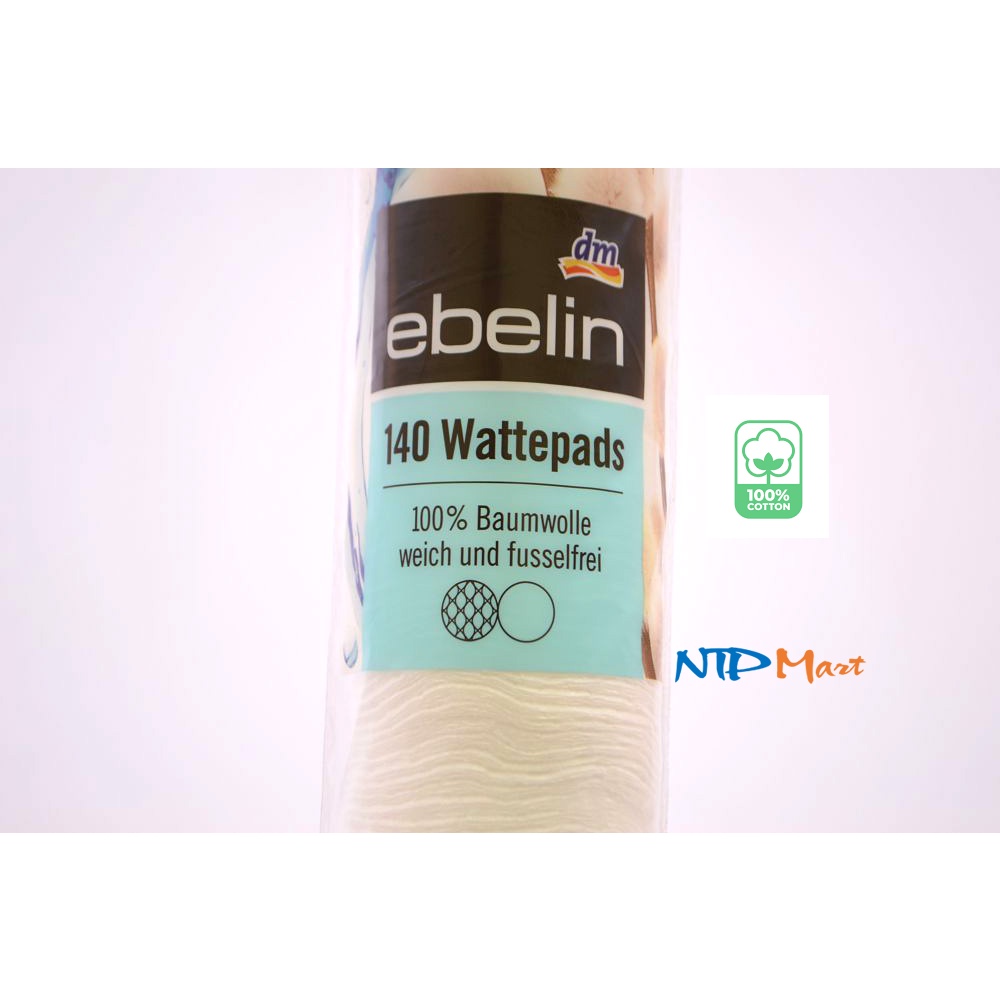 Bông tẩy trang hiệu Ebelin Cotton Pads 2 mặt 140 miếng, nhập khẩu từ Đức