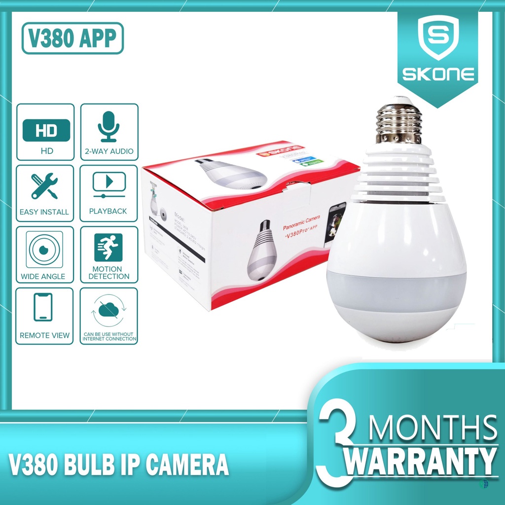 Bóng đèn camera an ninh không dây kết nối wifi V380 IP CAM 360