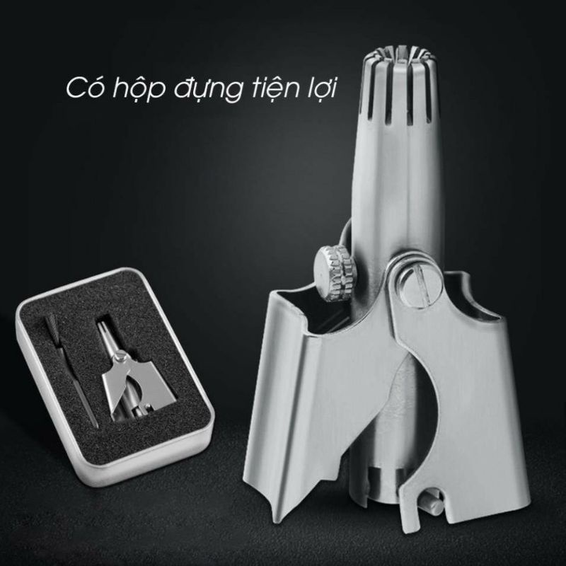Dụng cụ cắt tỉa lông mũi cao cấp có kèm vỏ hộp và chổi vệ sinh,bằng thép không gỉ.(p,m)