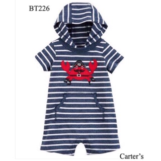 3-24m: body đùi kẻ-cua bé trai liền mũ carter’s