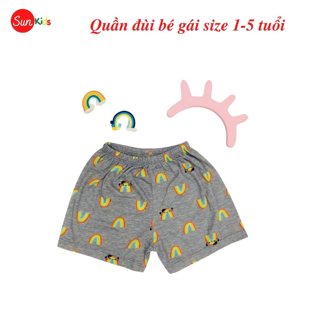 Quần đùi bé gái SUNKIDS, quần đùi cho bé chất cotton mềm mát, size 1-5 tuổi, nhiều màu