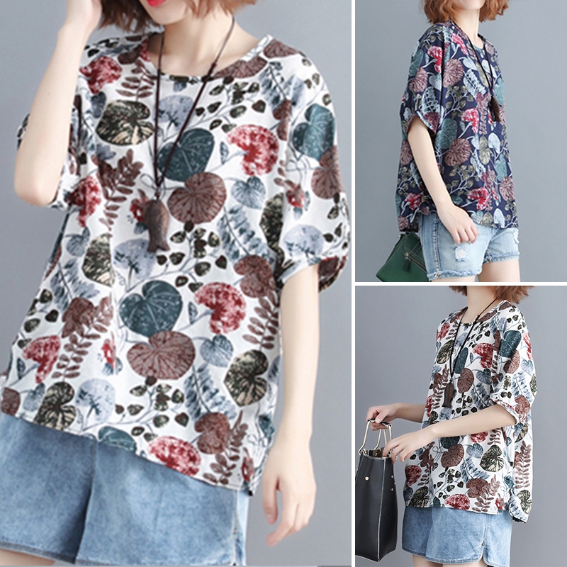 ZANZEA Áo kiểu ngắn tay họa tiết cách điệu thời trang cho nữ | BigBuy360 - bigbuy360.vn