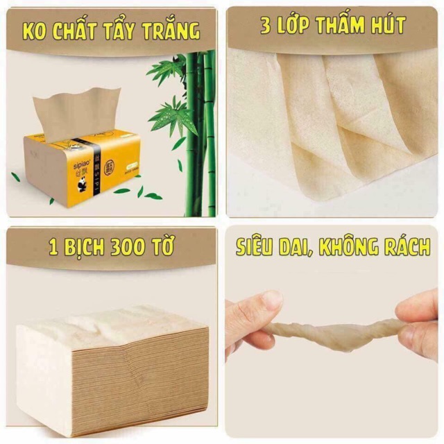 KHĂN GIẤY GẤU TRÚC- SIÊU DAI - AN TOÀN - KHÔNG CHẤT TẨY TRẮNG