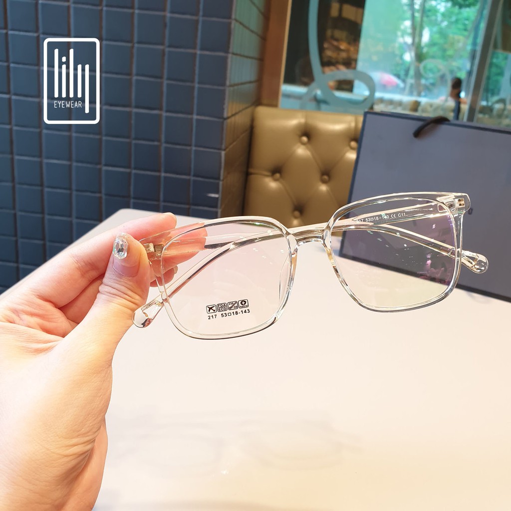 Gọng kính mắt nam nữ Lilyeyewear chất liệu nhựa dẻo mắt vuông to đi đường chống bụi 217 | BigBuy360 - bigbuy360.vn