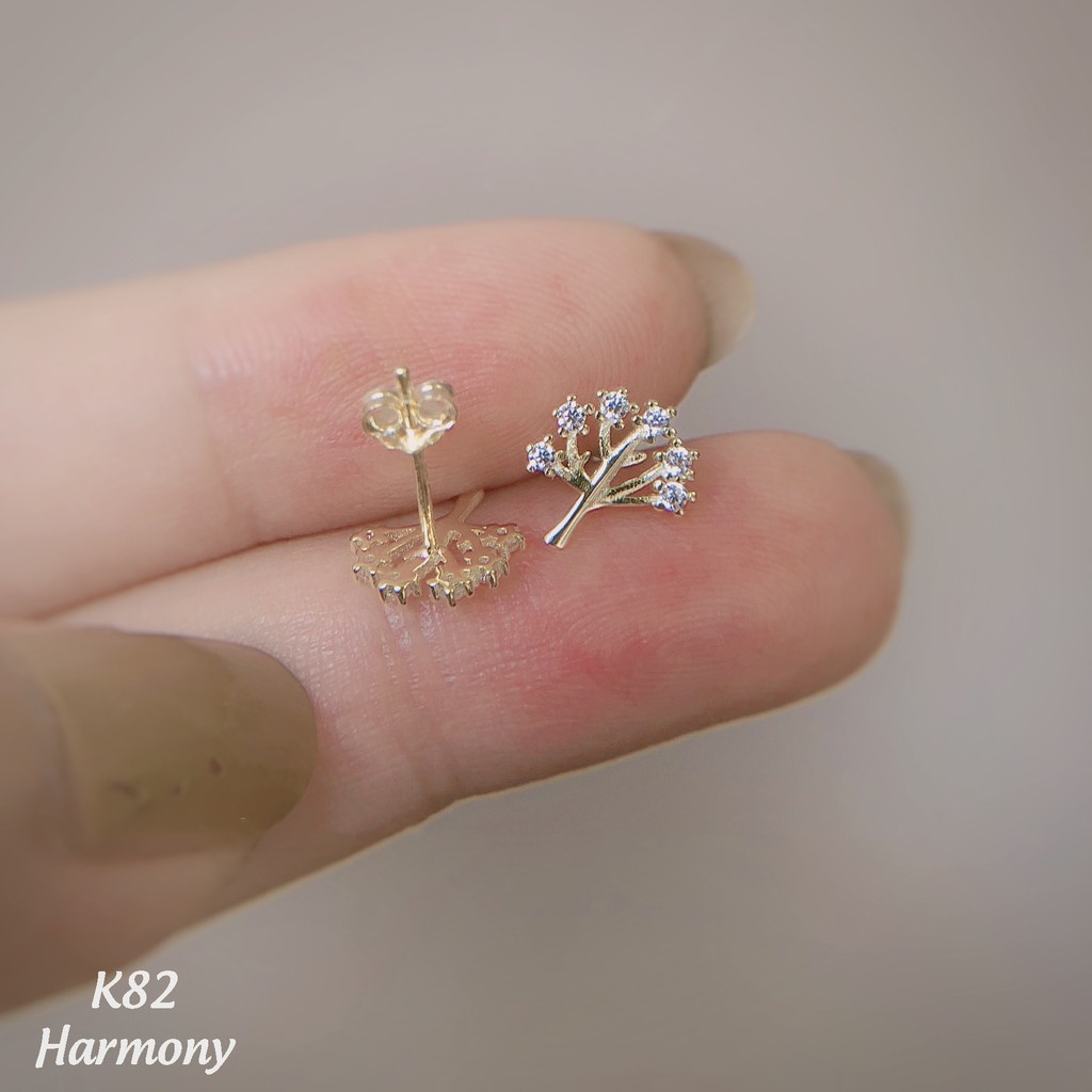 Khuyên tai nữ bạc mạ vàng đính đá hình cây mẫu mới trẻ trung The Tree | HARMONY ACCESSORIES K82