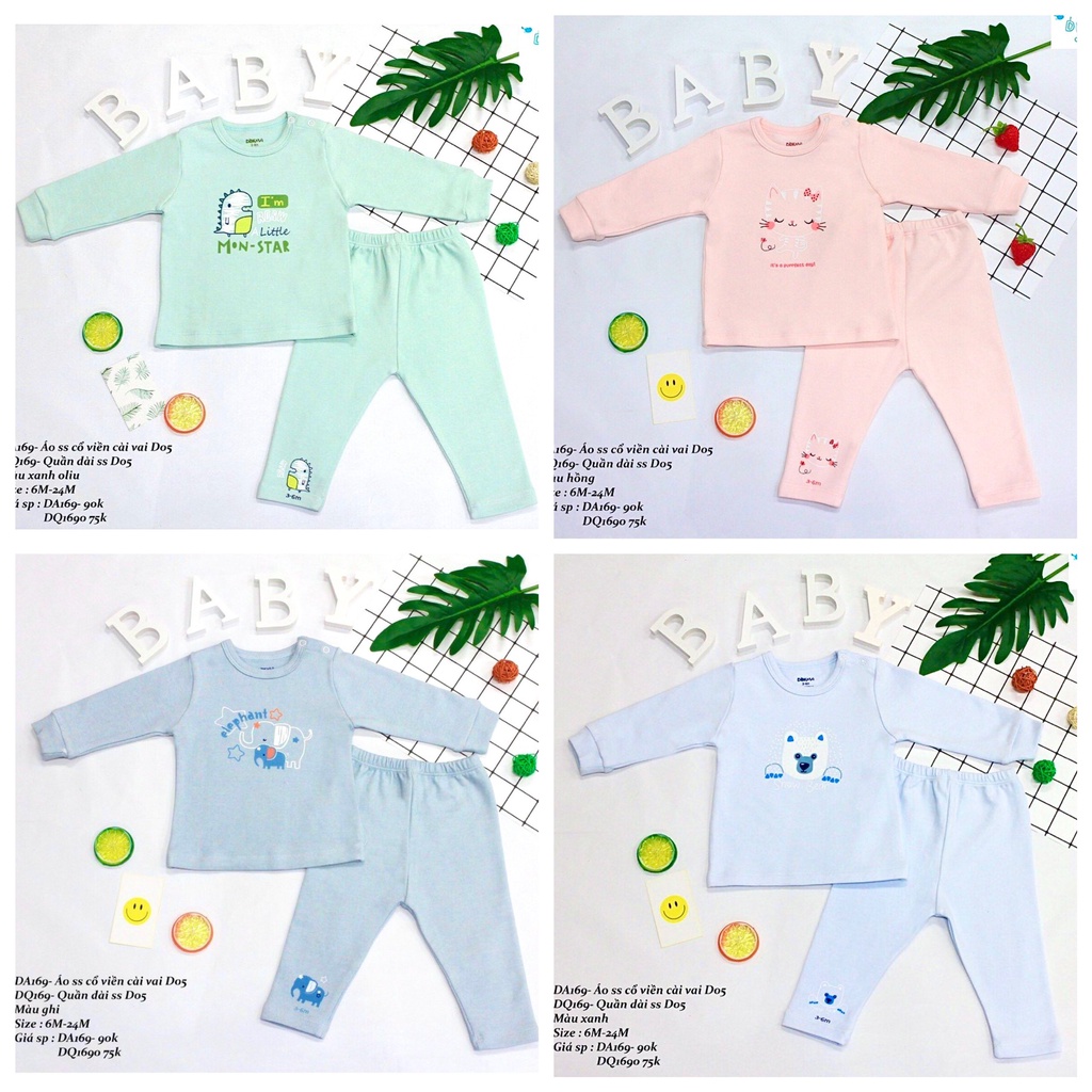 Dokma - Bộ cotton len cho bé 6-24m DA169