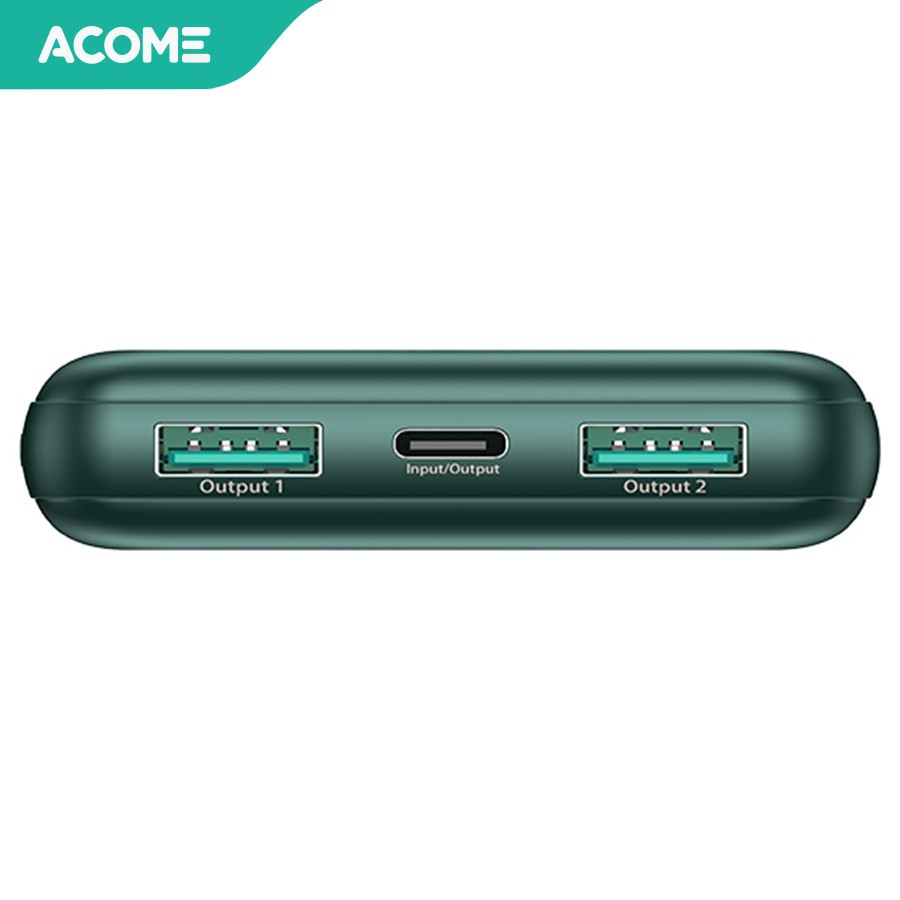 10.000mAh Pin Sạc Dự Phòng ACOME AP105 Green PD + QC 3.0 Sạc Nhanh 18W - HÀNG CHÍNH HÃNG