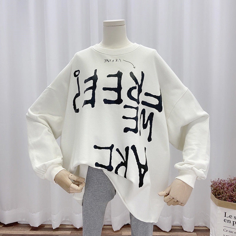 Sweater girls spring and autumn thin style oversize cartoon age reduction loose large-size student hoopless jacket ins trend