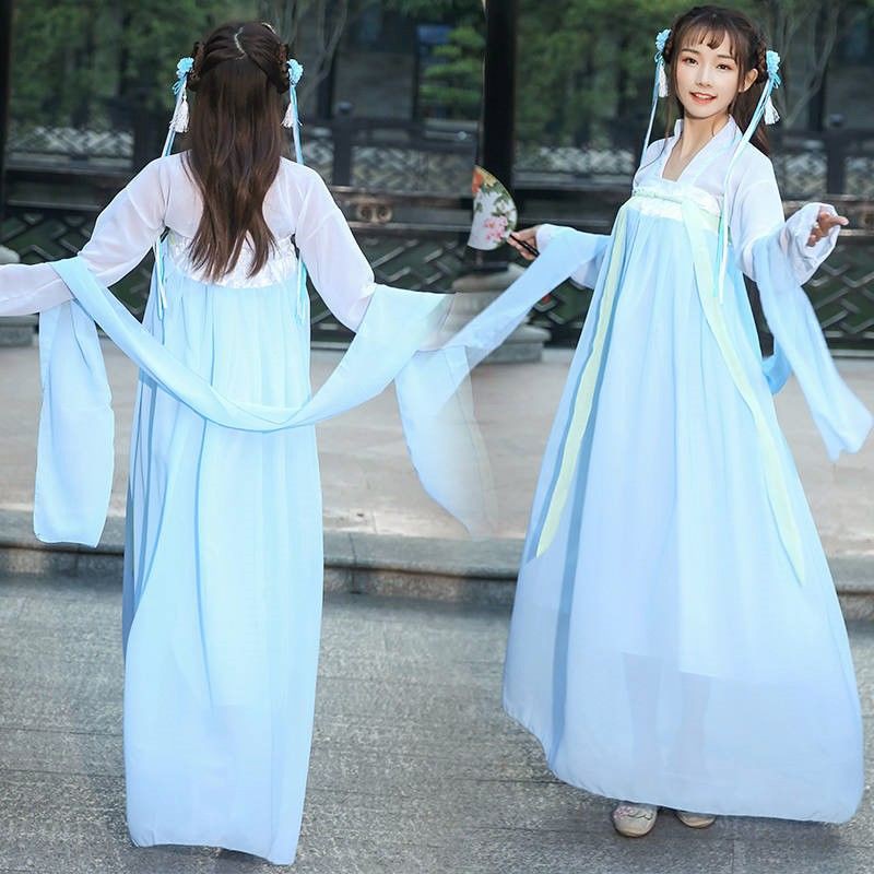 Nữ sinh Hanfu trang phục ngực đầy đặn váy dài cổ tích Trung Quốc Phong cách Hán tự điển mùa hè | BigBuy360 - bigbuy360.vn